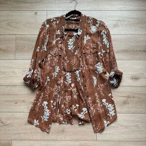 Lola Brown Floral Button Down Shirt